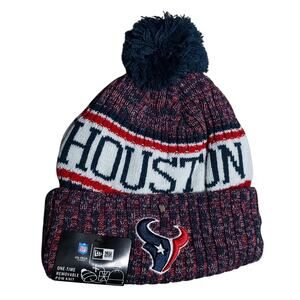 NWT New Era NFL Houston Texans Adult Cuffed Knit Pom Stocking Cap Beanie Hat